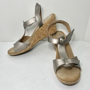 Rockport Sliver Strappy Comfort Wedge Sandal Velcro Closure Sandal Size 9.5